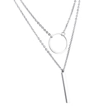 Load image into Gallery viewer, 1PC Double Layers Pendant Necklace Stainless Steel Charm Necklaces With Link Chains Fashion Necklaces Jewelry For Women