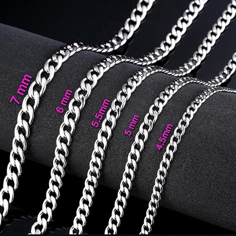 Men Stainless Steel Long Chain Necklace Silver 4.5-7mm Necklace For Male Bracelet DIY Jewelry Making Material BUlK