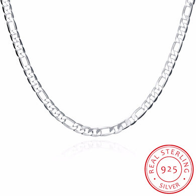 925 Sterling Silver Men Necklace Jewelry Wholesale Silver 6MM 20'' 50cm Trendy Long Figaro Chain Necklace Fine Jewelry