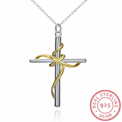Fine Jewelry 925 Sterling Silver Pendant Luxury Charm Golden Cross Pendants Jesus Necklaces of Women