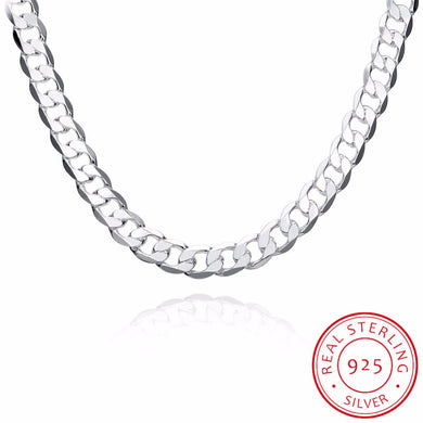 Men's 925 Sterling Silver Curb Chain Statement Necklace 12mm 20 Fashion Sterling-Silver-Jewelry For Male Best Gifts