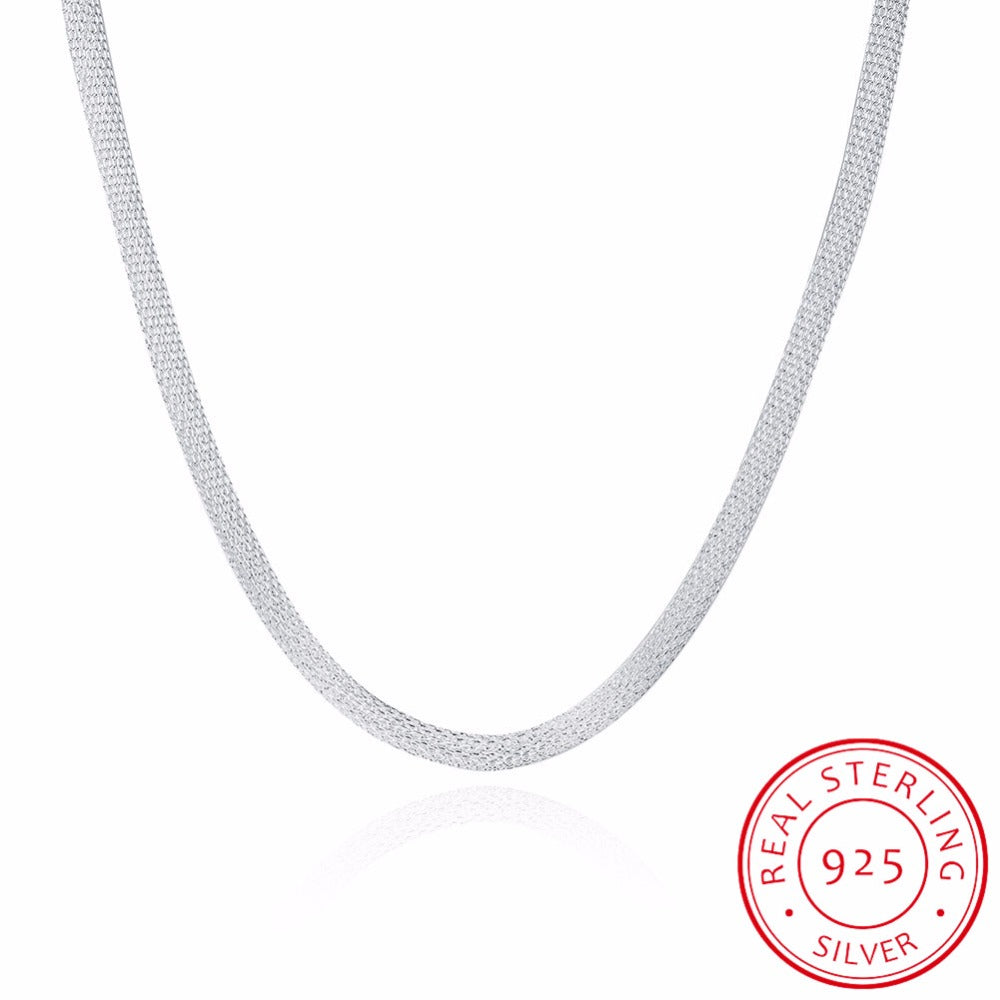 Mesh Snake Chain Choker Necklace Co Men's Fine Jewelry 4MM 50CM 925 sterling silver Round Necklace 20inchs