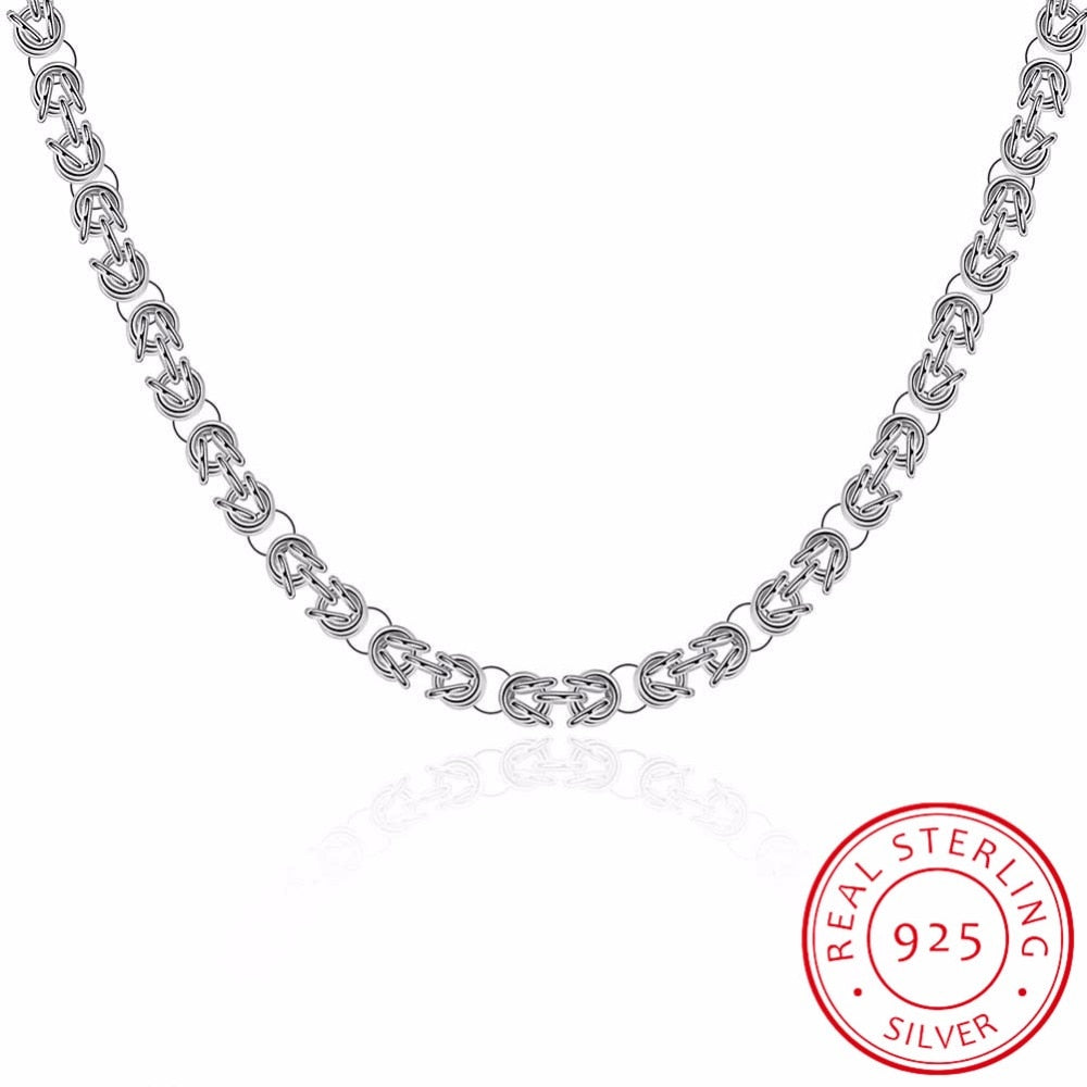 New Arrivals Male 7MM Full Sideways Silver Necklace 925 Sterling Silver Fine Jewelry Women Men Link Chain Necklace