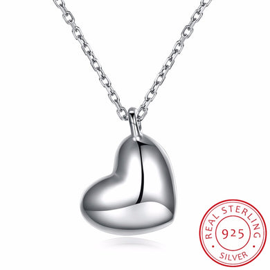 Trendy 925 Sterling Silver Mirror Polish Heart Pendant Necklace Long Link Chain Vintage Wedding Jewelry For Women LN0190