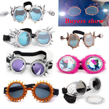 Load image into Gallery viewer, LELINTA Red Blue Lenses Steampunk Goggles With Desgin Rave Festival Party EDM Glasses Cosplay  Vintage Glass Eyewear
