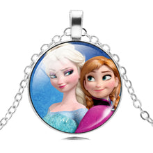 Load image into Gallery viewer, The Long Chain Jewelry Necklace Crystal Cabochon Princess Elsa Anna Pendant Necklace Girl Choker Silver Color