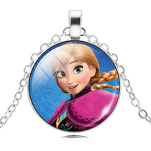 Load image into Gallery viewer, The Long Chain Jewelry Necklace Crystal Cabochon Princess Elsa Anna Pendant Necklace Girl Choker Silver Color