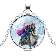 Load image into Gallery viewer, The Long Chain Jewelry Necklace Crystal Cabochon Princess Elsa Anna Pendant Necklace Girl Choker Silver Color