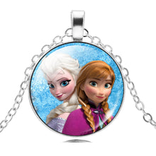Load image into Gallery viewer, The Long Chain Jewelry Necklace Crystal Cabochon Princess Elsa Anna Pendant Necklace Girl Choker Silver Color