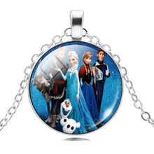 Load image into Gallery viewer, The Long Chain Jewelry Necklace Crystal Cabochon Princess Elsa Anna Pendant Necklace Girl Choker Silver Color