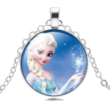 Load image into Gallery viewer, The Long Chain Jewelry Necklace Crystal Cabochon Princess Elsa Anna Pendant Necklace Girl Choker Silver Color