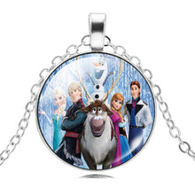Load image into Gallery viewer, The Long Chain Jewelry Necklace Crystal Cabochon Princess Elsa Anna Pendant Necklace Girl Choker Silver Color