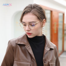 Carica l&#39;immagine nel visualizzatore di Gallery, LIONLK Comfortable Cat Eye Flat Lens Women&#39;s Anti-Blue Light Glasses  Frame TR90 Transparent Pink Oversized Computer