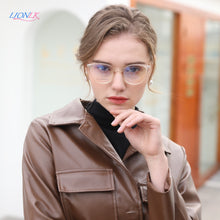 Carica l&#39;immagine nel visualizzatore di Gallery, LIONLK Comfortable Cat Eye Flat Lens Women&#39;s Anti-Blue Light Glasses  Frame TR90 Transparent Pink Oversized Computer