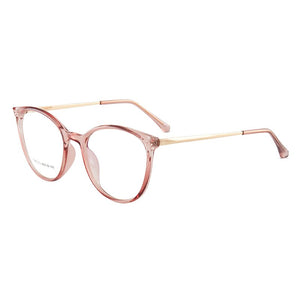 LIONLK Comfortable Cat Eye Flat Lens Women's Anti-Blue Light Glasses  Frame TR90 Transparent Pink Oversized Computer