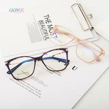 Load image into Gallery viewer, LIONLK Brand Retro Cat Eye Women Glasses Square Big Frame Anti-Computer Blue Light TR90 Pink Black Transparent Color