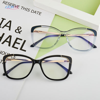 LIONLK  Full Frame Cat Eye Women's Glasses Anti-Blue Light Lenses  Brand No Diopter TR90 Transparent Pink Red