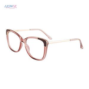 LIONLK  Full Frame Cat Eye Women's Glasses Anti-Blue Light Lenses  Brand No Diopter TR90 Transparent Pink Red