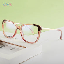 Load image into Gallery viewer, LIONLK  Full Frame Cat Eye Women&#39;s Glasses Anti-Blue Light Lenses  Brand No Diopter TR90 Transparent Pink Red