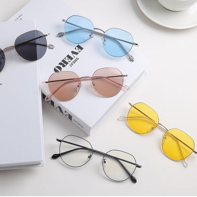 LIONLK  Trend Small Polygon Ocean Sunglasses  Retro Metal Full Frame Designer Glasses UV400 Black Yellow Blue 2023