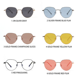 LIONLK  Trend Small Polygon Ocean Sunglasses  Retro Metal Full Frame Designer Glasses UV400 Black Yellow Blue 2023