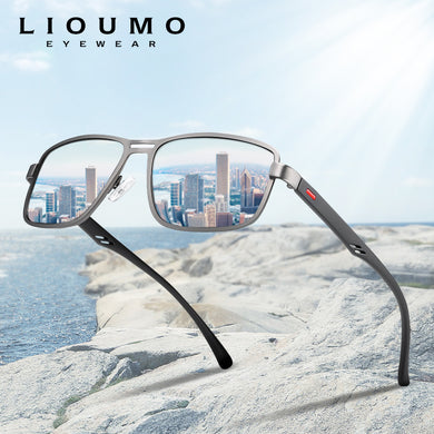LIOUMO 2023 Sunglasses Men Polarized Square Metal Frame Male Sun Glasses Driving Fishing Night Vision zonnebril heren