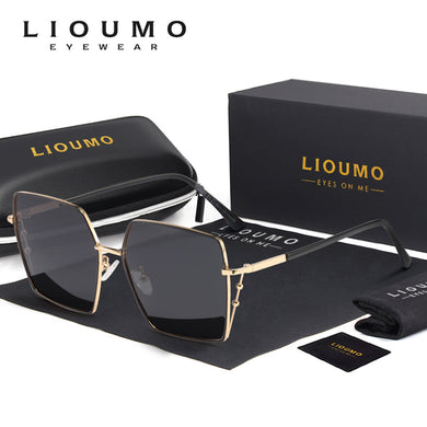 LIOUMO 2023 Sunglasses For Women Polarized Glasses Men Oversize Driving Goggles Shield Frame Unisex Tea zonnebril heren