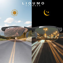 Load image into Gallery viewer, LIOUMO Aluminum Outdoor Sports Pochromic Sunglasses Men Polarized Driving Glasses Anti-Glare Goggle UV400 gafas de sol hombre