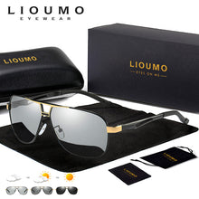 Load image into Gallery viewer, LIOUMO Aviation HD Driving Photochromic Sunglasses Men Polarized Anti-UV Discoloration Sun glasses Women oculos de sol masculino