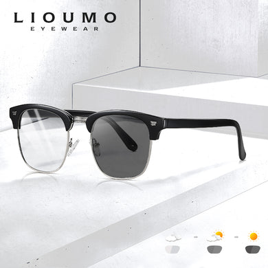 LIOUMO Blue Light Blocking Computer Glasses Square Frame Photochromic Eyeglasses Women Men Anti Blue Rays Unisex Eyewear UV400