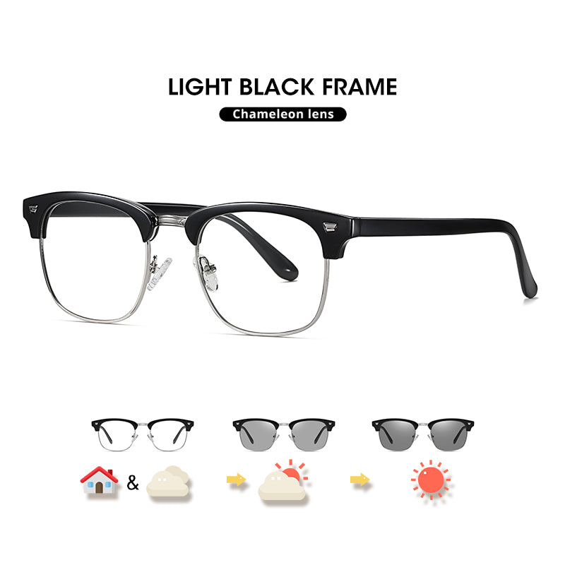 LIOUMO Blue Light Blocking Computer Glasses Square Frame Photochromic Eyeglasses Women Men Anti Blue Rays Unisex Eyewear UV400