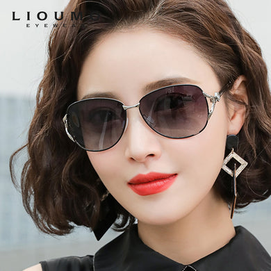 LIOUMO Brand Design Retro Sunglasses Women Polarized Gradient Glasses  Diamond Frame Eyewear Ladiy lunettes soleil