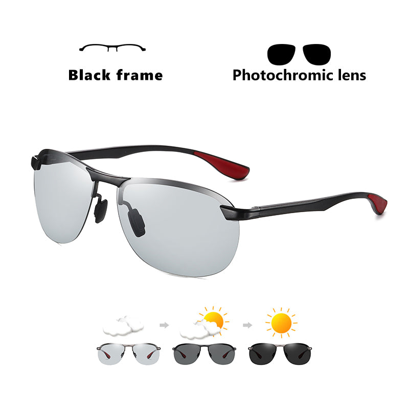 LIOUMO Brand Rimless Photochromic Sunglasses Men Polarized Chameleon Glasses Women Driving Goggles Sun Glasses zonnebril heren