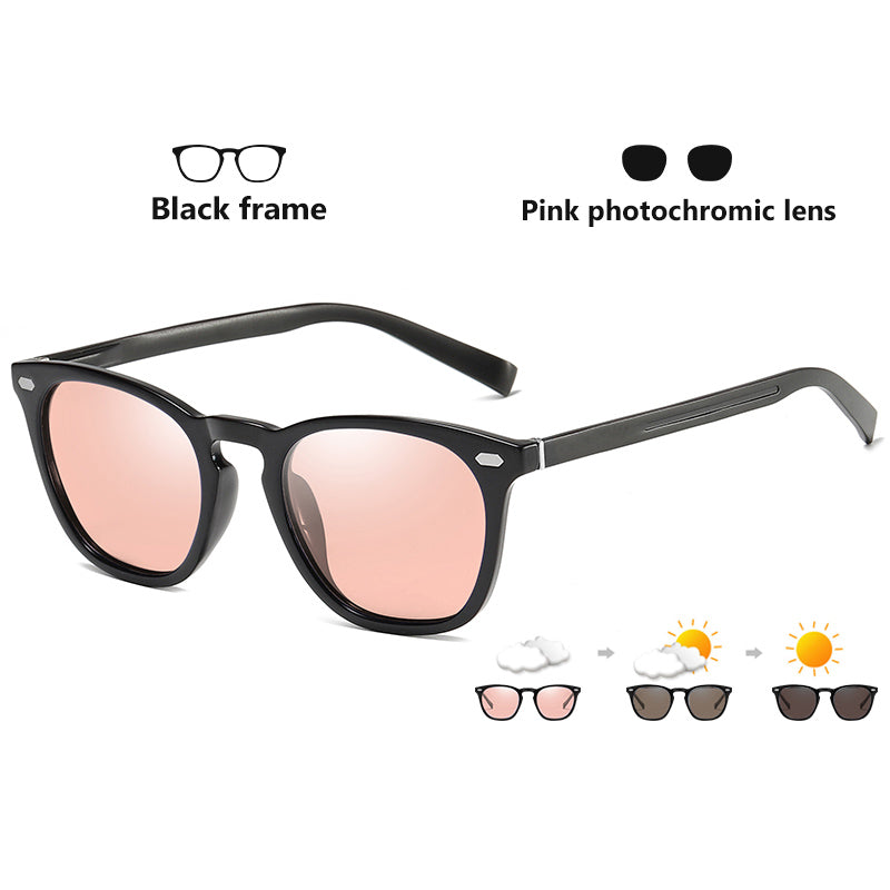 LIOUMO Cat Eye Photochromic Women Sun Glasses Classic Retro Rivet Men Polarized Sunglasses 100% UV Protection Change Color Lens