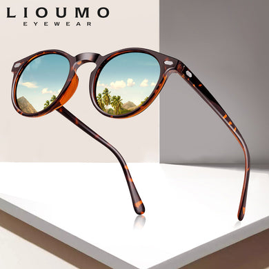 LIOUMO DESIGN Unisex Ultralight TR90 Polarized Sunglasses Men Women Driving Round Pink Shades Vintage Sun Glasses Gafas De Sol