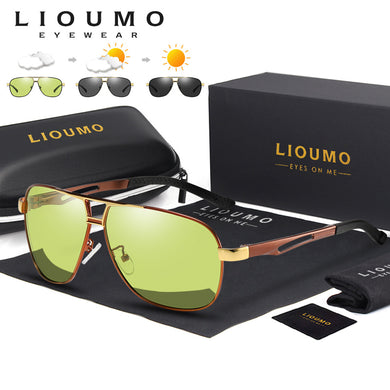 LIOUMO Design Aviation Polarized Sunglasses Men Intelligent Change Color Sun Glasses Women Photochromic UV400 lunette de soleil