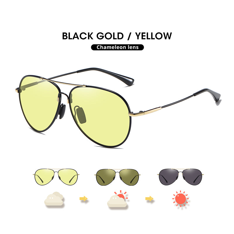 LIOUMO Design Memory Metal Sunglasses Polarized Men Photochromic Goggle Women Pilot Eyewear Anti-Glare Driving Glasses UV400