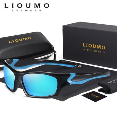 LIOUMO Design TR90 Goggles Windproof Polarized Sunglasses Men Sport Driving Sun Glasses Square Mirror UV400 lentes de sol hombre