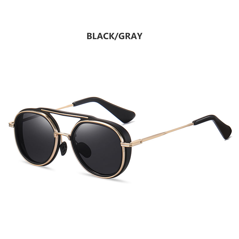 LIOUMO  Polarized Sunglasses Men Steampunk Goggles Women Round Vintage Glasses UV400 Protect zonnebril heren