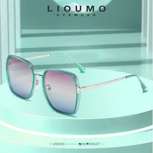 LIOUMO Occhiali da sole oversize da donna polarizzati Desige occhiali da sole con montatura grande da uomo tonalità trendy unisex UV400 gafas sol 