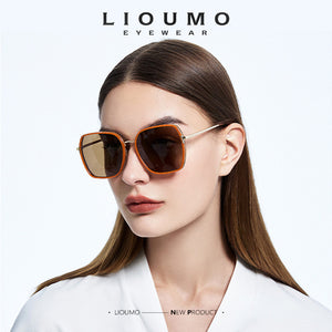 LIOUMO Occhiali da sole oversize da donna polarizzati Desige occhiali da sole con montatura grande da uomo tonalità trendy unisex UV400 gafas sol 