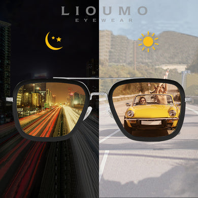 LIOUMO Tony Stark Sunglasses For Men Women Photochromic Glasses Steampunk Polarized Goggles  gafas de sol