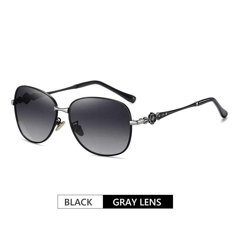 LIOUMO  Diamond Metal Frame Square Sunglasses For Women Polarized Glasses Travel Ladies Eyewear Gradient Shades