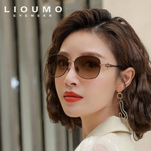 Load image into Gallery viewer, LIOUMO  Diamond Metal Frame Square Sunglasses For Women Polarized Glasses Travel Ladies Eyewear Gradient Shades