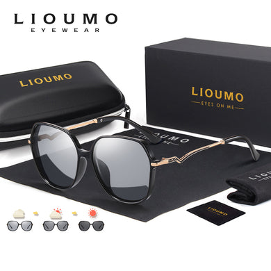 LIOUMO  Sunglasses Women 2023 Photochromic Sun Glasses Polarized Lady Travelling Eyewear Chameleon lunette de soleil femme