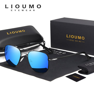 LIOUMO Square Glasses Polarized Sunglasses Men Women Metal Frame Driving Fishing Eyewear UV400 gafas de sol hombre