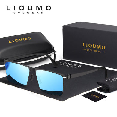 LIOUMO Trend Square Sunglasses For Men Polarized Driving Sun Glasses Woman Classic Design Blue gafas de sol hombre
