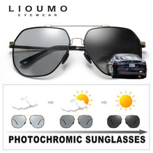 Load image into Gallery viewer, LIOUMO Photochromic Driving Polarized Sunglasses Men Women Memory Metal Hexagon Sun Glasses Change Color UV400 zonnebril heren