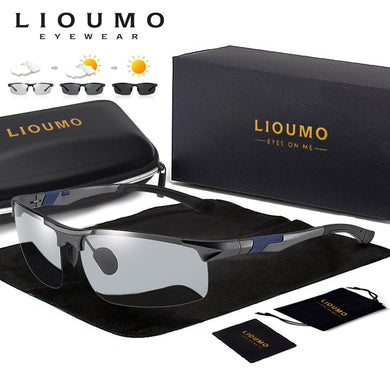 LIOUMO Pochromic Sun Glasses Polarized Men Aluminum Magnesium Frame Sport Driving Sunglasses Change Color gafas de sol hombre