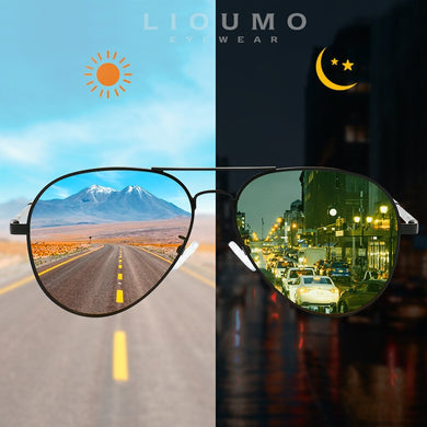 LIOUMO Pilot Sunglasses Polarized Men Pochromic Day Night Driving Glasses Women Chameleon Goggle UV400 lentes de sol hombre